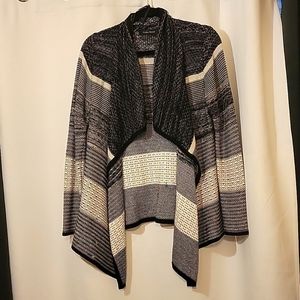 Black and white draped cardigan